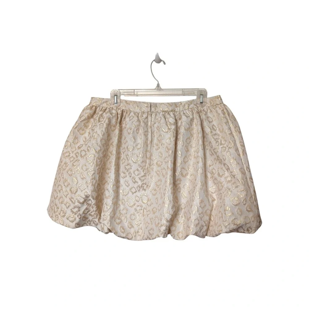 Lilly Pulitzer Leah Animal Dazzle Gold Leopard Print Jacquar Bubble Skirt NWT 14